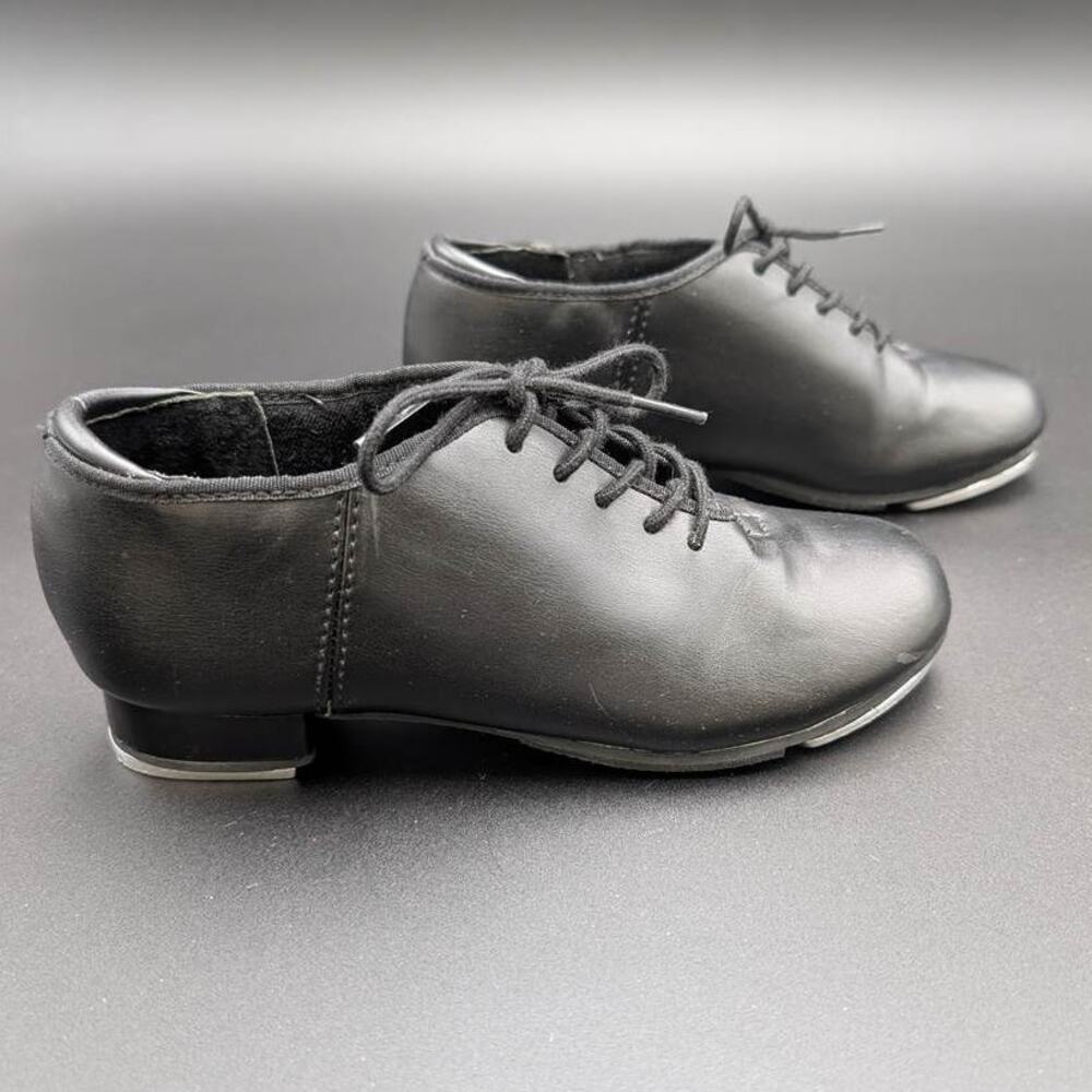 Weissman Tap Shoes Youth 2.5 YM Black Solid Tap Plates Lace Up Dance W1600